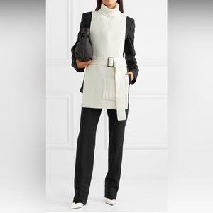 NWT Tibi cream/ivory merino wool turtleneck sweater vest xs/s orig $375